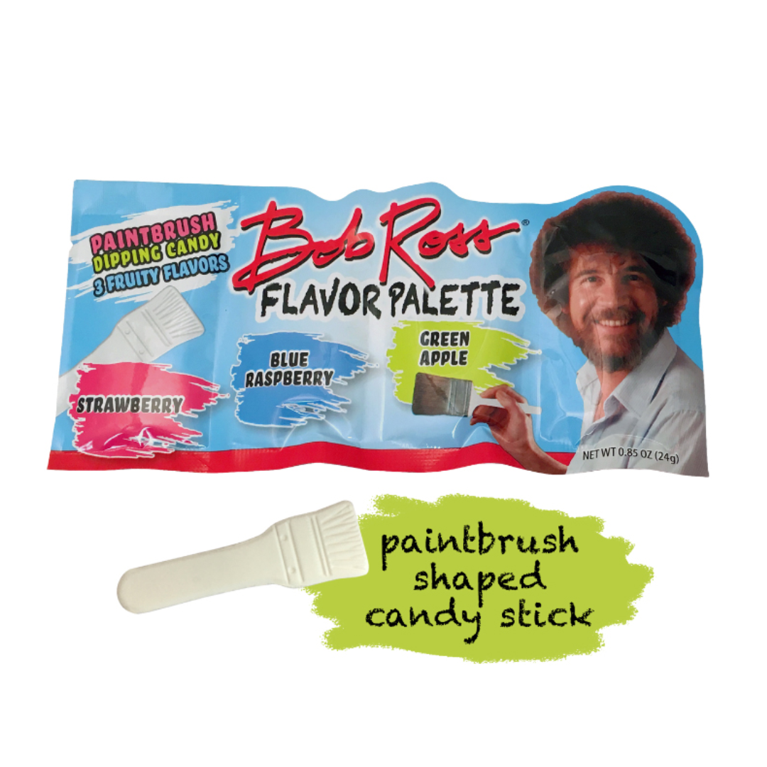 BOB ROSS FLAVOR PALETTE PAINTBRUSH DIPPING CANDY IN DISPLAY 18/.85oz