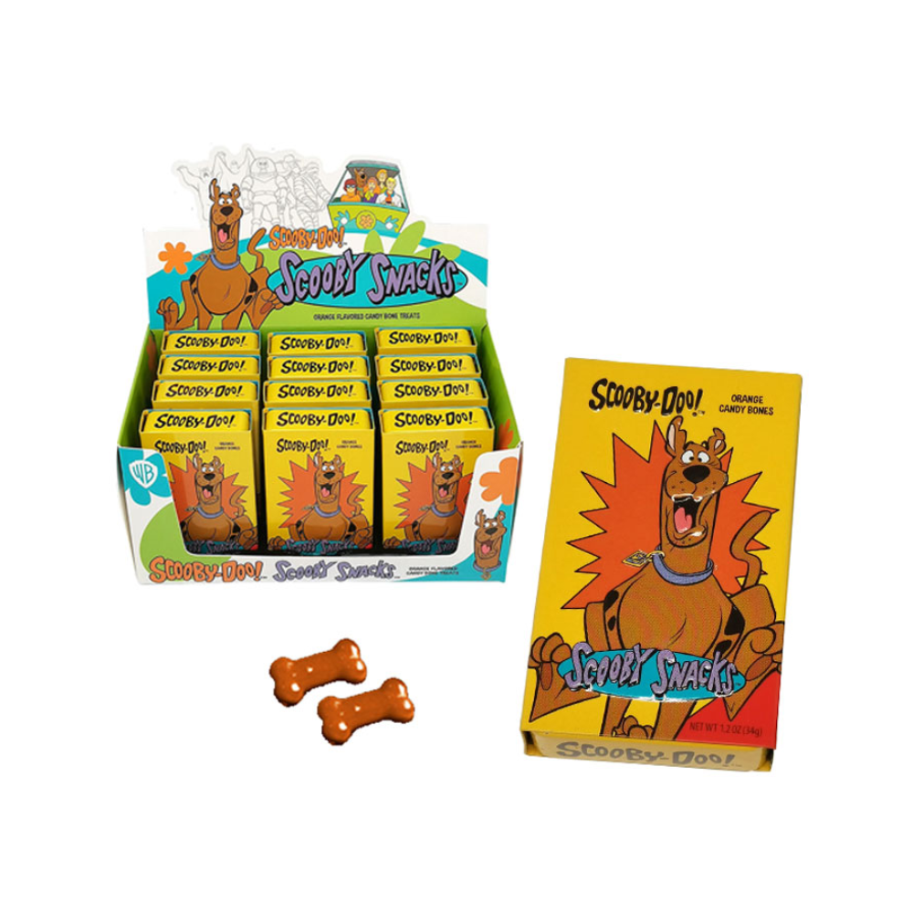 SCOOBY-DOO SNACKS SLIDER TIN ORANGE CANDY IN DISPLAY 12/1.2oz