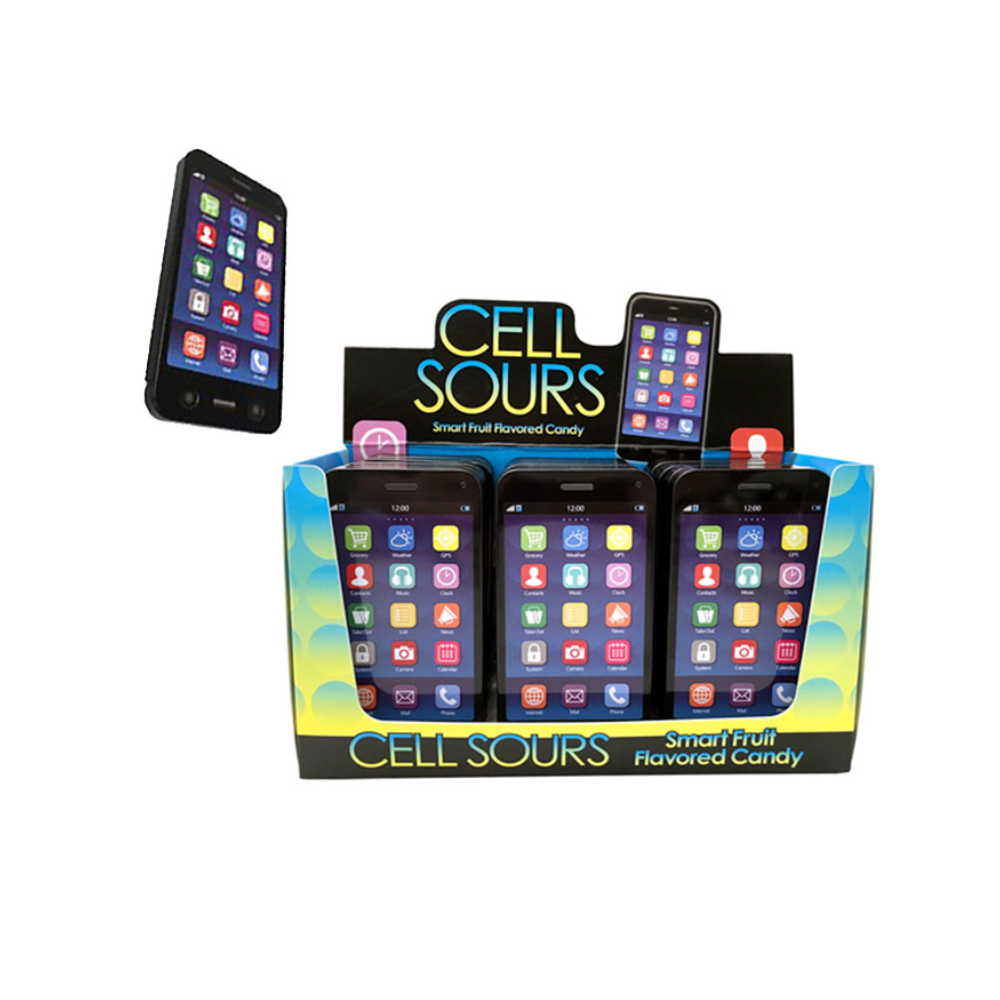 CELL SOURS TIN SMART FRUIT CANDY IN DISPLAY 18/1oz
