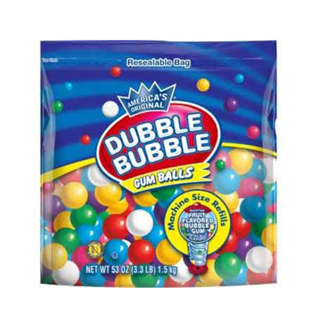 DUBBLE BUBBLE GUMBALLS MACHINE REFILL - STAND UP BAG 6/53OZ