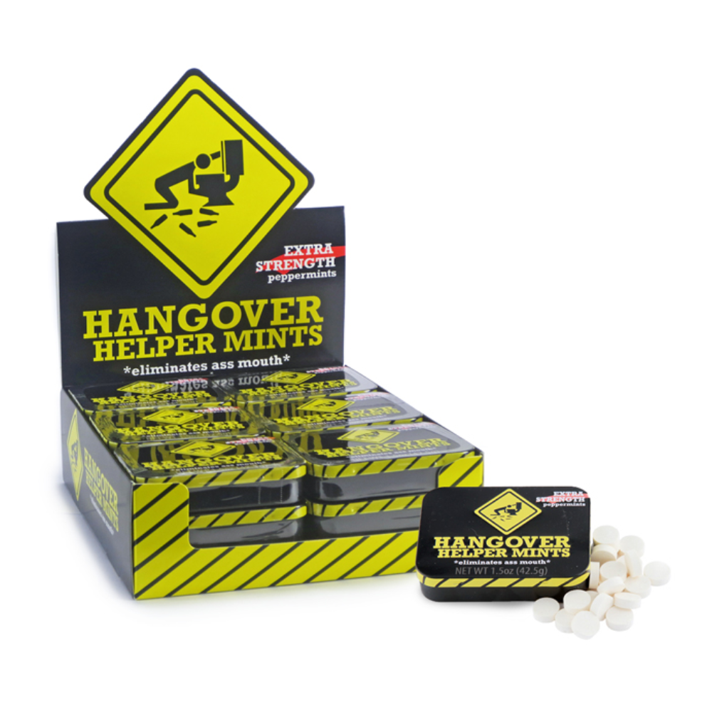 HANGOVER HELPER TIN W/ EXTRA STRENGTH MINTS IN DISPLAY 18/1.5oz