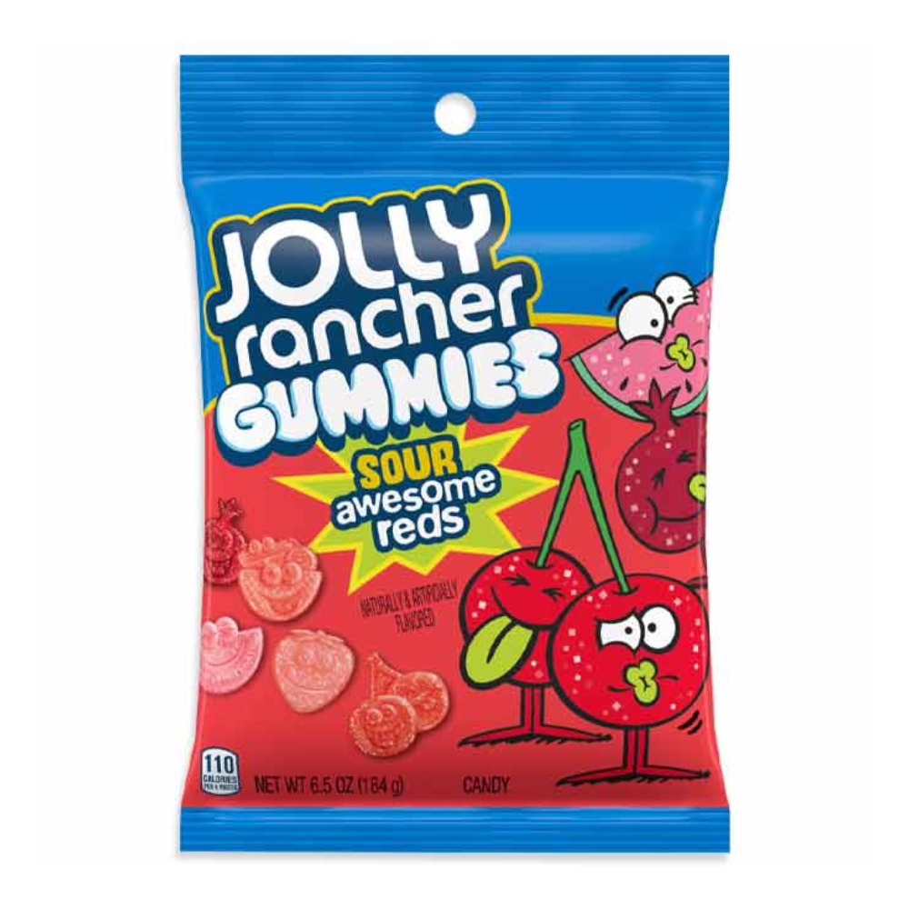 JOLLY RANCHER GUMMIES SOUR AWESOME REDS PEG BAG 12/6.5OZ