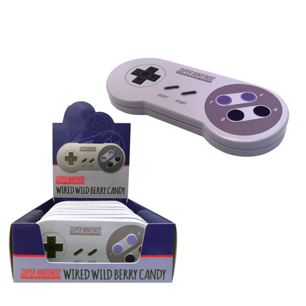 NINTENDO SNES CONTROLLER TIN W/ WILD BERRY CANDY IN DISPLAY 12/1.2OZ