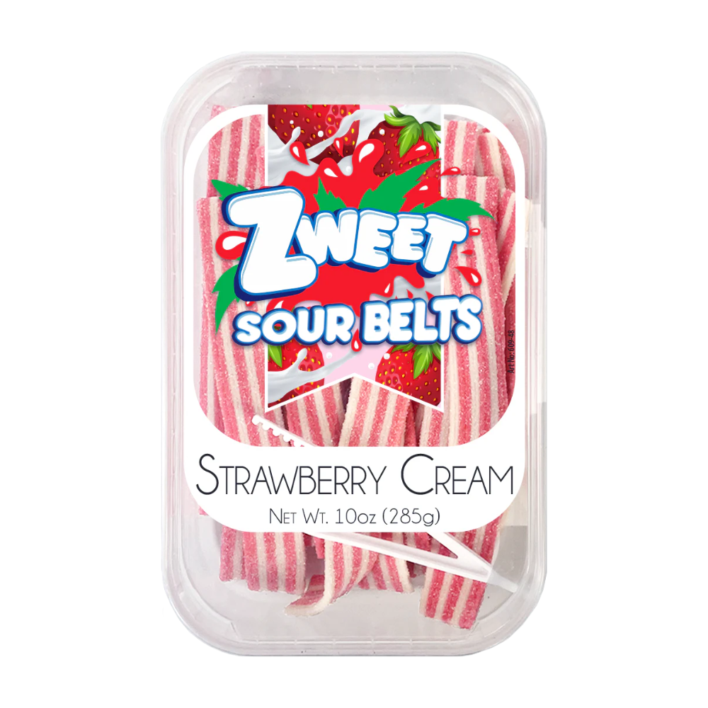 ZWEET SOUR BELTS STRAWBERRY CREAM 6/10oz