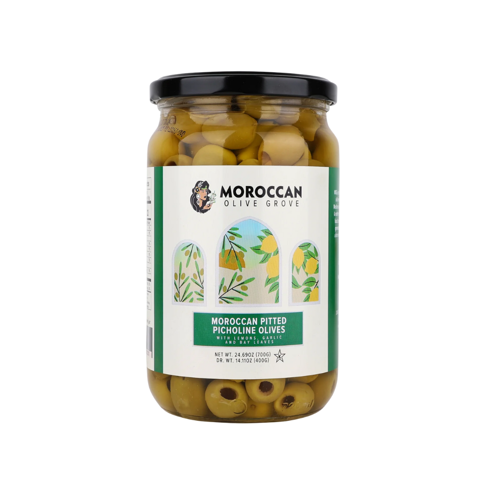 MOROCCAN GREEN PITTED OLIVES 8/740g