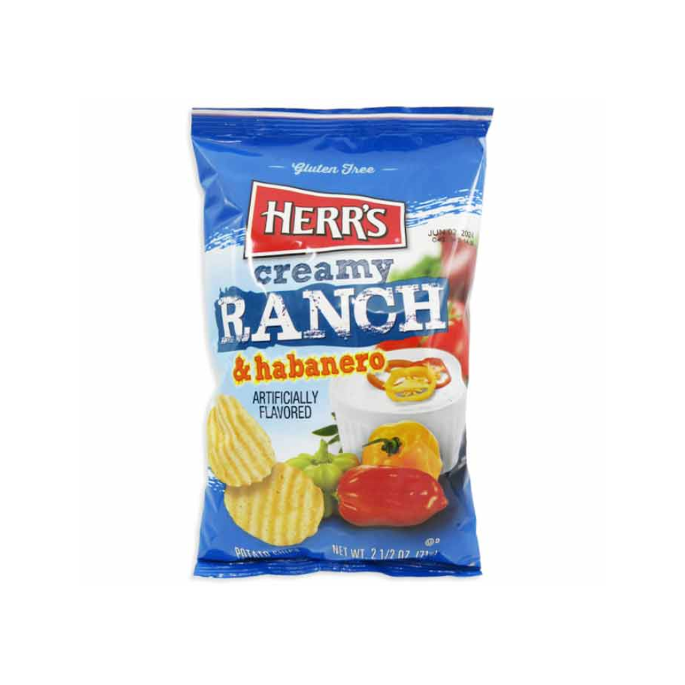 HERR'S CREAMY RANCH HABANERO CHIPS 12/2.5oz