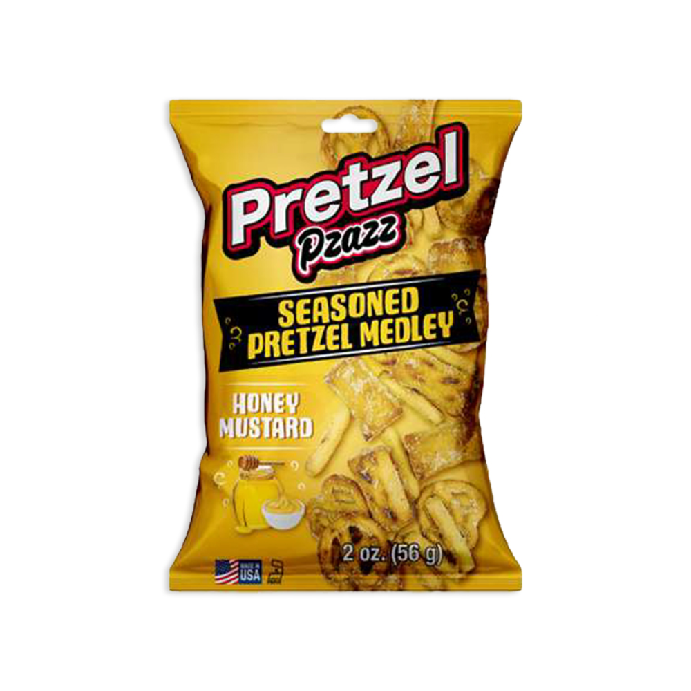 PRETZEL PZAZZ SEASONED PRETZEL MEDLEY HONEY MUSTARD 12/56g