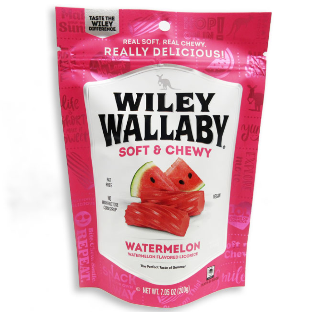 WILEY WALLABY LICORICE STAND UP PEG BAG - WATERMELON 12/7.05OZ