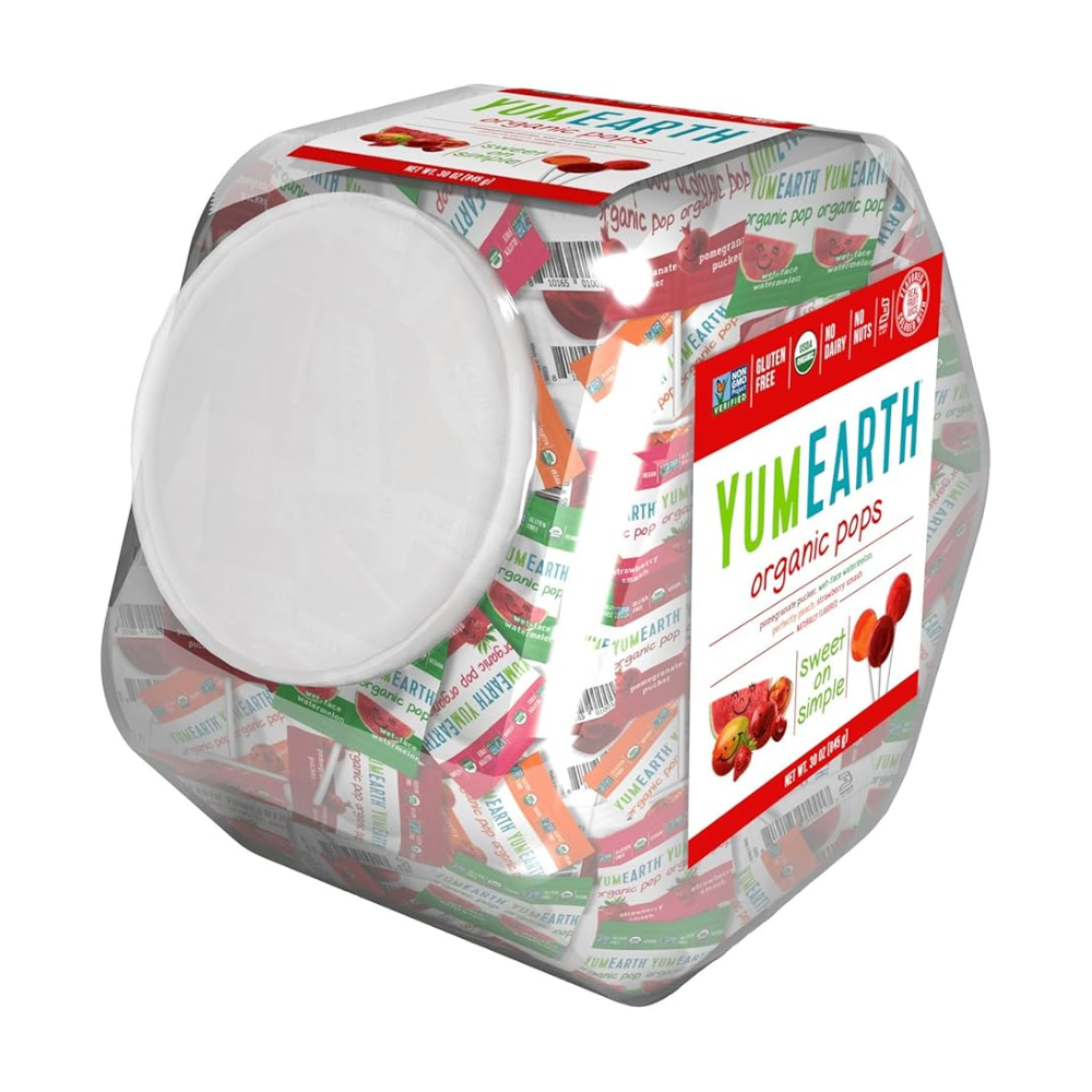 yum earth lollipops organic tub 845g/6