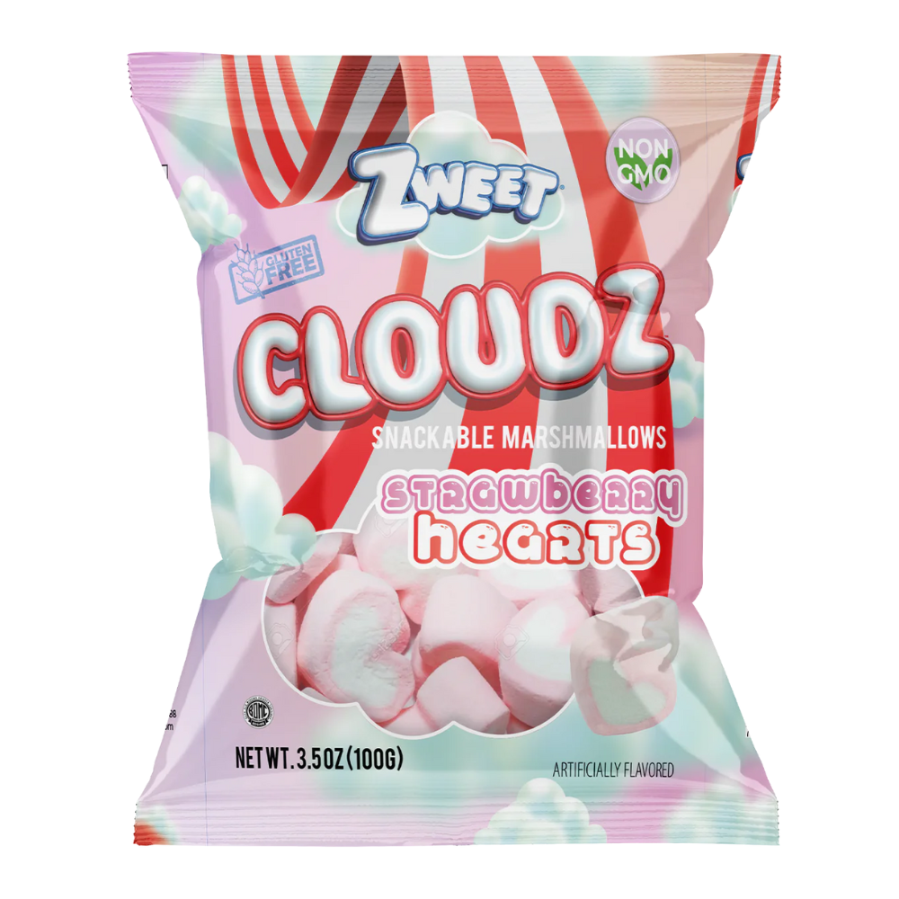 ZWEET CLOUDZ MARSHMALLOW STRAWBERRY HEARTS 24/3.5oz