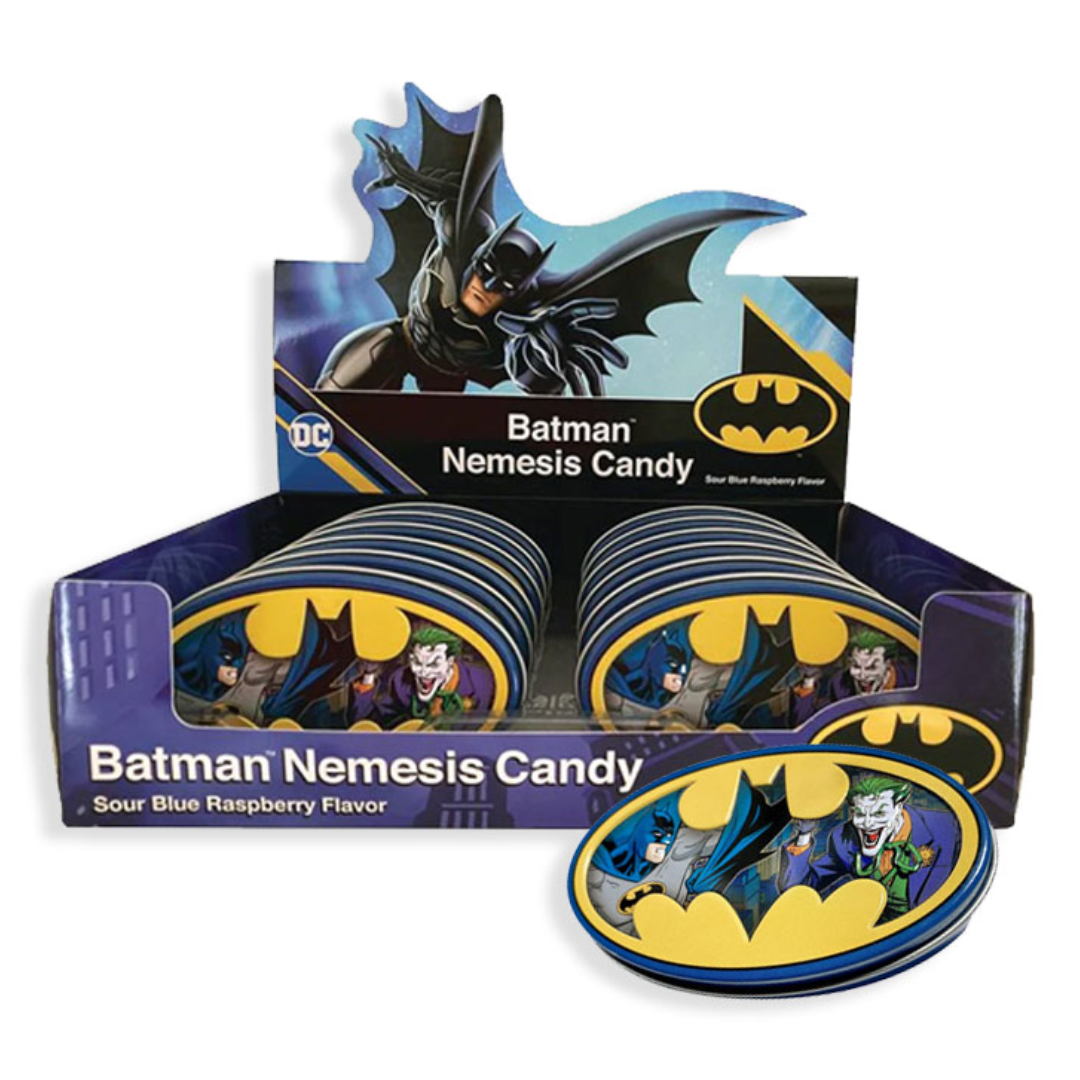 DC COMIC BATMAN NEMESIS CANDY TIN IN DISPLAY 12/1.2OZ