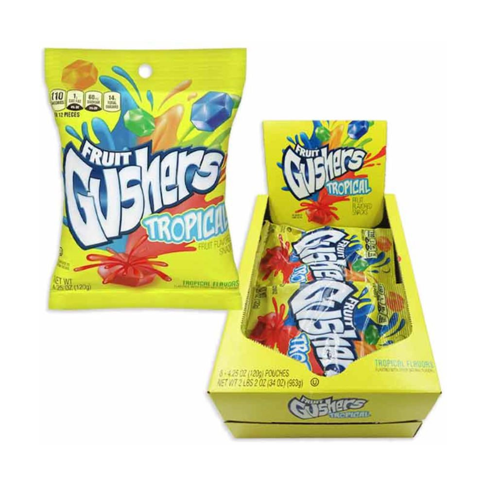 GUSHERS PEG BAG IN DISPLAY - TROPICAL FRUIT 8/4.25OZ