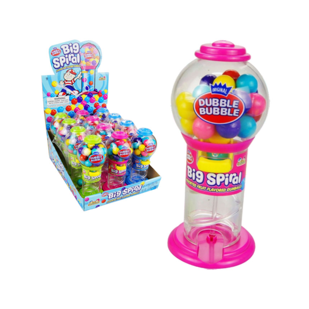 KIDSMANIA DUBBLE BUBBLE BIG SPIRAL DISPENSER 12/1.13 OZ