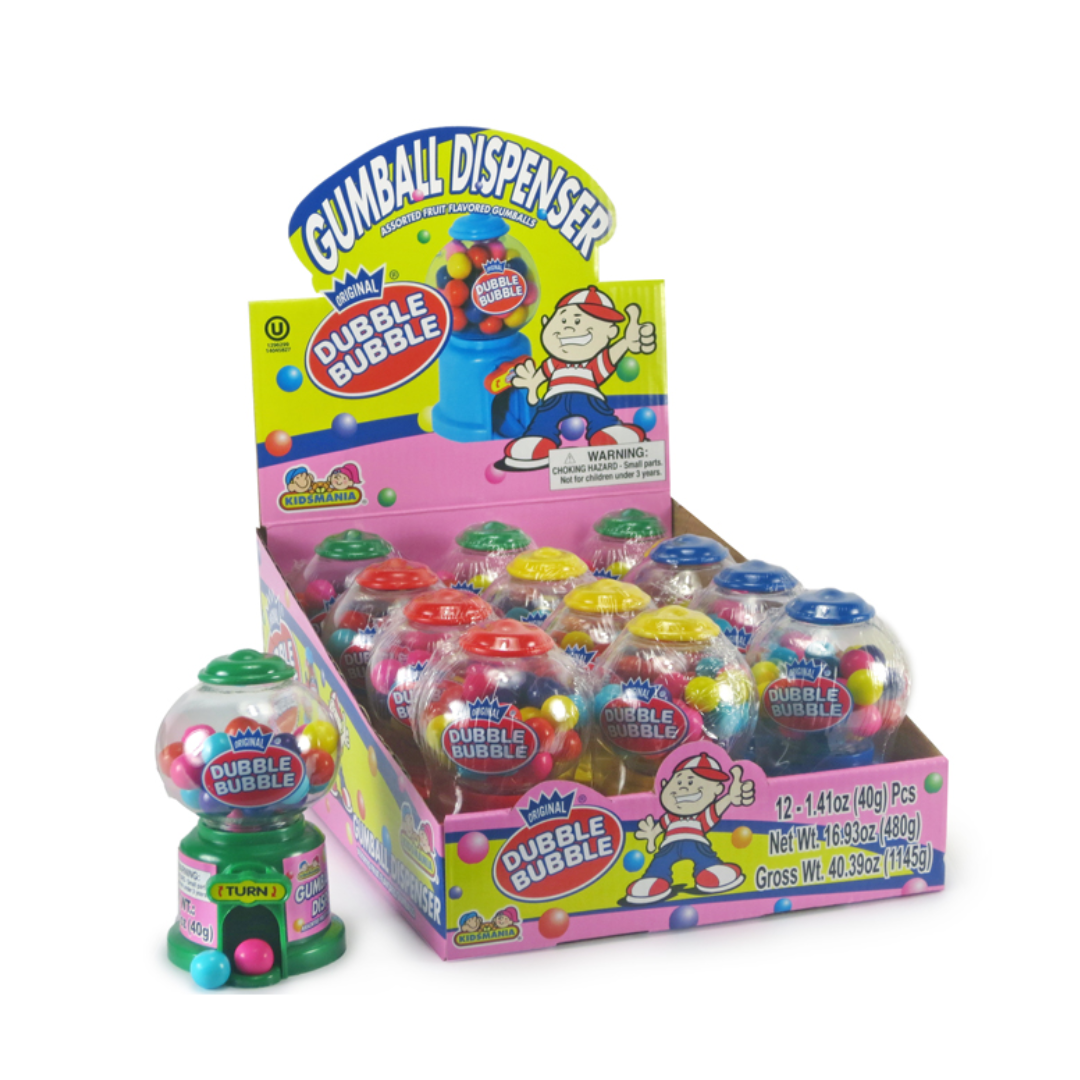 KIDSMANIA DUBBLE BUBBLE MINI GUMBALL MACHINE 12/1.41OZ