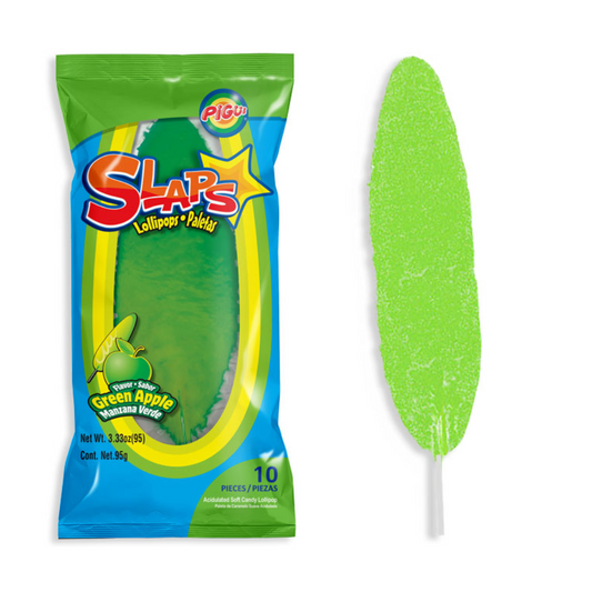 SLAPS LOLLIPOPS GREEN APPLE PEG BAG (10 CT) 40/3.33OZ