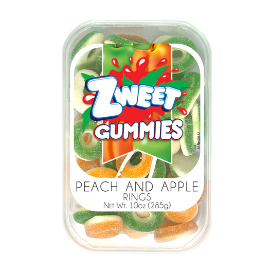 ZWEET GUMMY SOUR PEACH & APPLE RINGS 6/10oz