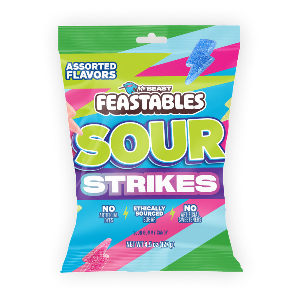 Feastables sour strikes assorted candy 4.5oz/12