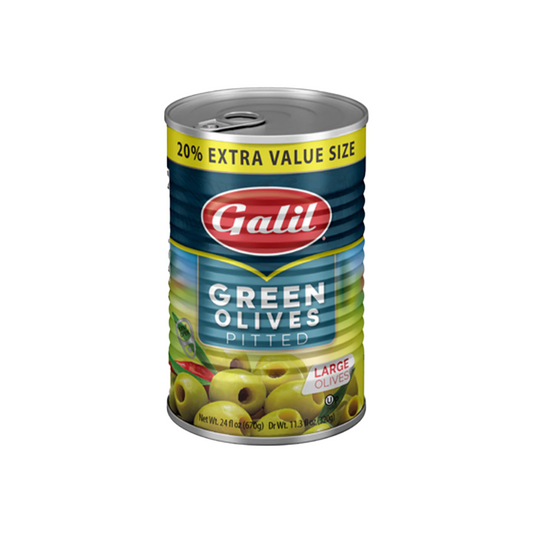 GALIL OLIVES GREEN PITTED 15-17 +20% EXTRA 12/23oz